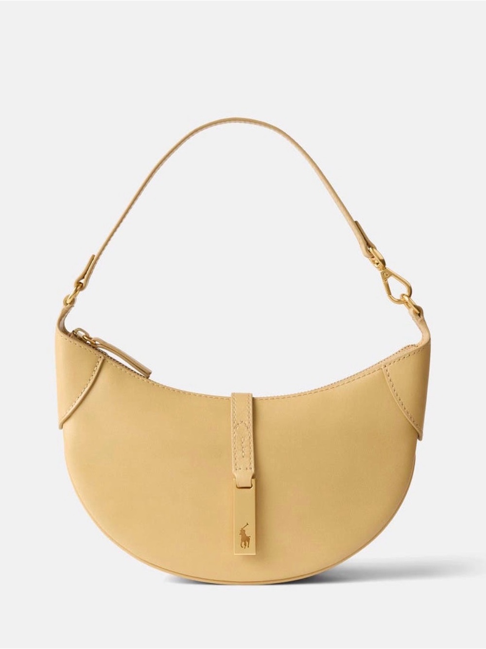 Polo by Ralph Lauren Mini ID Leather Crescent Shoulder Bag in Beige (Orig $498)